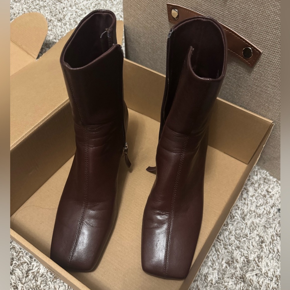 Mango square toe leather ankle booties - comfortable, versatile and color 10/10